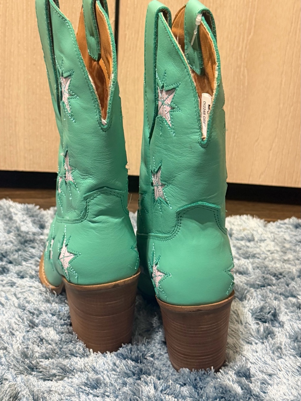 NWT Dingo Starburst DI2248 Green White Star Leather Cowboy Boots Size 7M - Picture 6 of 15